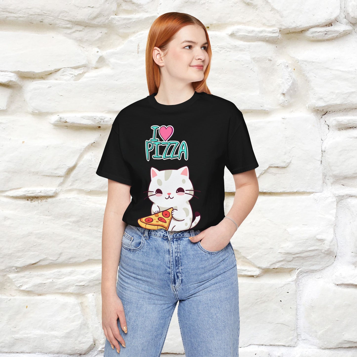 "I Love Pizza" Cat T-shirt for Men & Women | 100% Cotton*