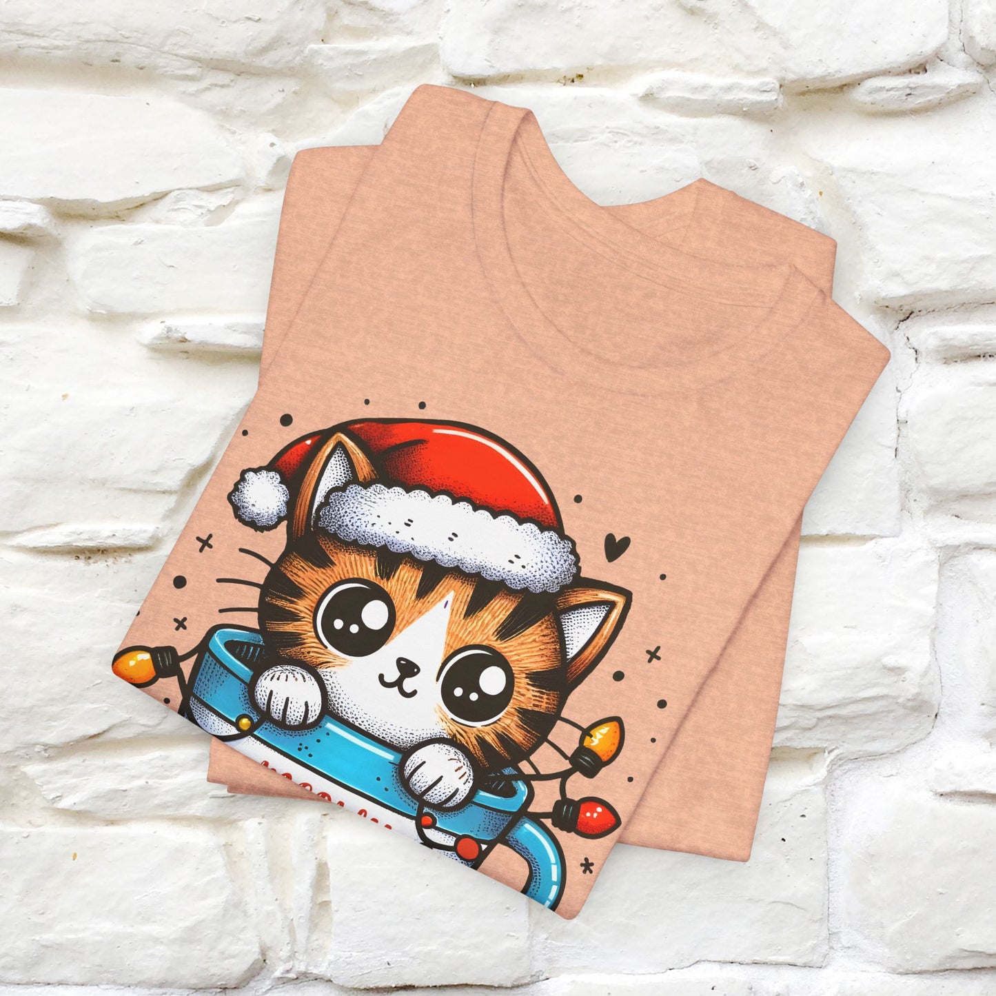 Meowy Catmas T-Shirt | Festive Cat Christmas Shirt for Men & Women | 100% Cotton