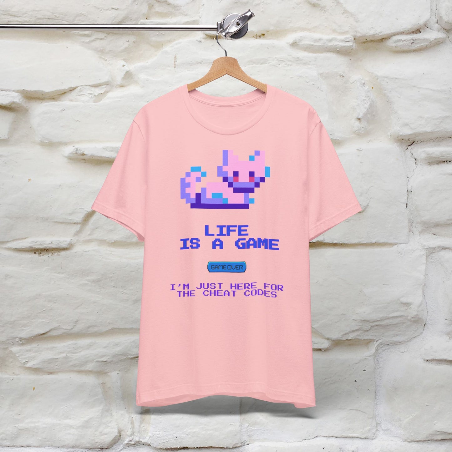 "Life Is A Game, I Am Just Here Fo The Cheat Code" Funny Cat T-Shirt for Men & Women | 100% Cotton*