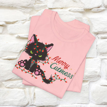 Merry Catmess Cat T-Shirt | Funny Christmas Cat Shirt for Men & Women | 100% Cotton