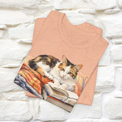 "Literary Catnap" T-shirt for Men and Women 100% Cotton.