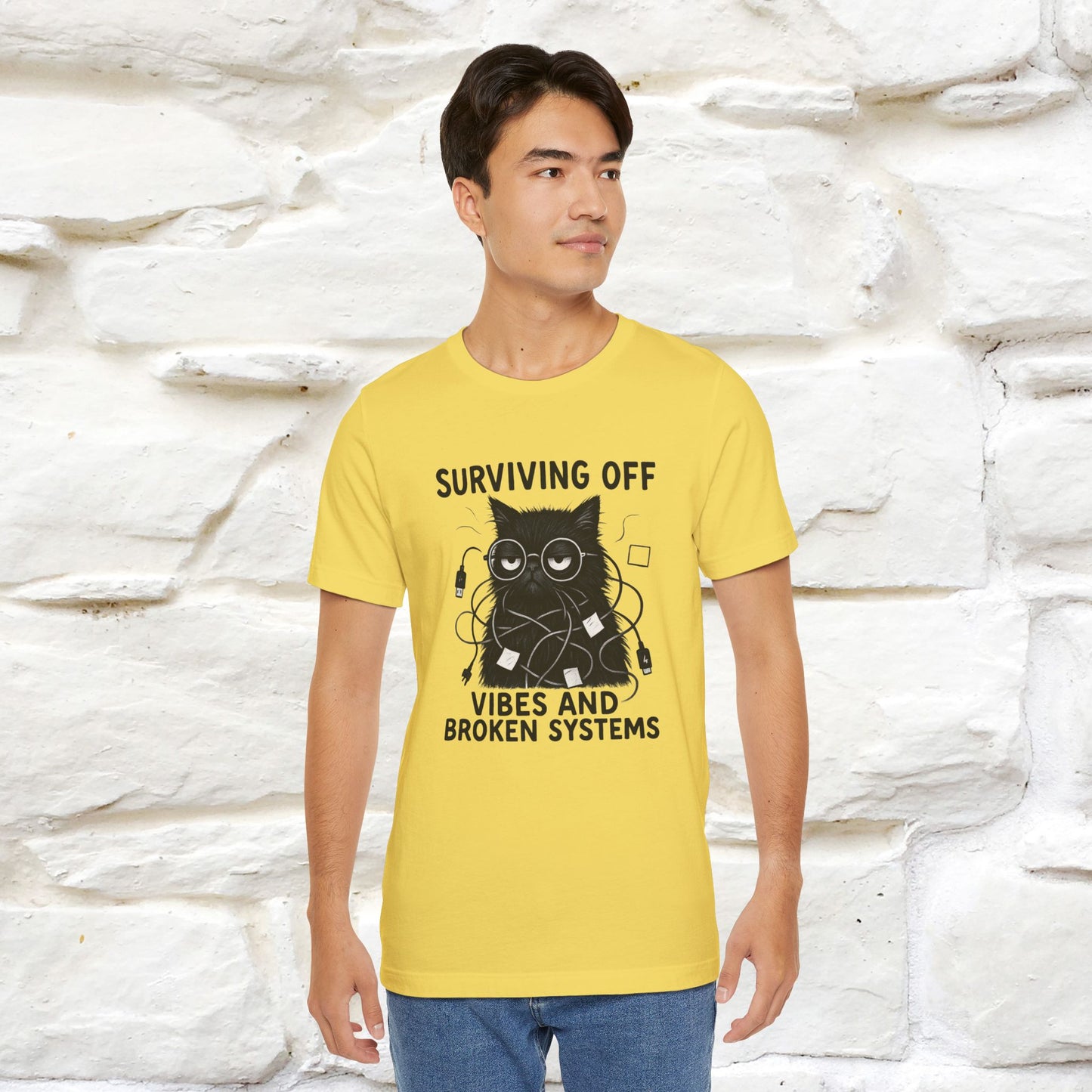 "Surviving Off...Vibes And Broken .. " |Cat T-Shirt | Nunu&Miao Studio
