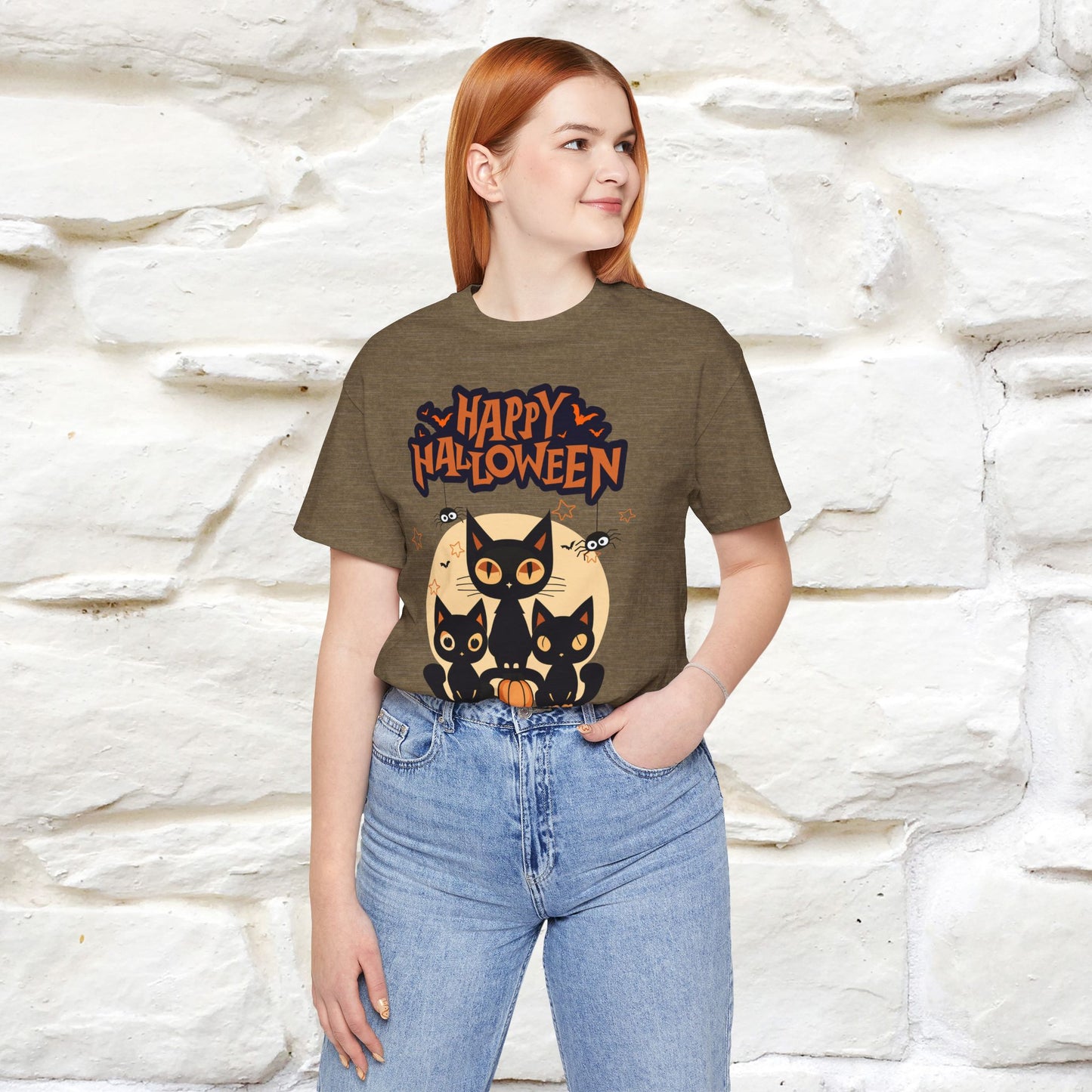 ''Black Cats Happy Halloween'' Unisex T-shirt 100% Cotton*