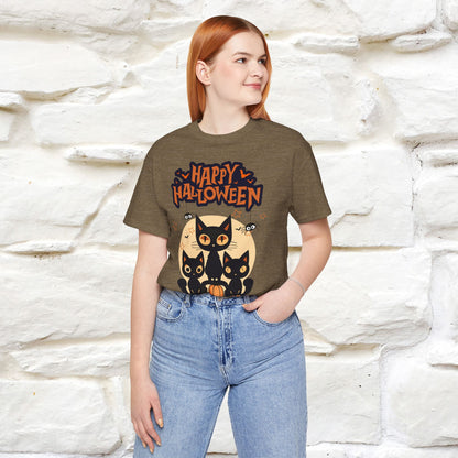 ''Black Cats Happy Halloween'' Unisex T-shirt 100% Cotton*