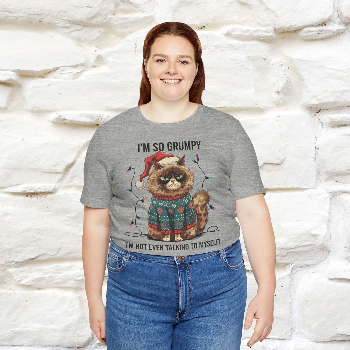 I'm So Grumpy, I'm Not Even Talking to Myself | Funny Cat Christmas Shirt for Men & Women | 100% Cotton