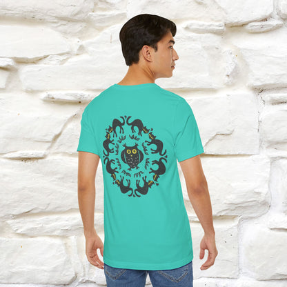 ''Black Cat Circle'' Cat T-Shirt Front and Back Design | Nunu&Miao Studio
