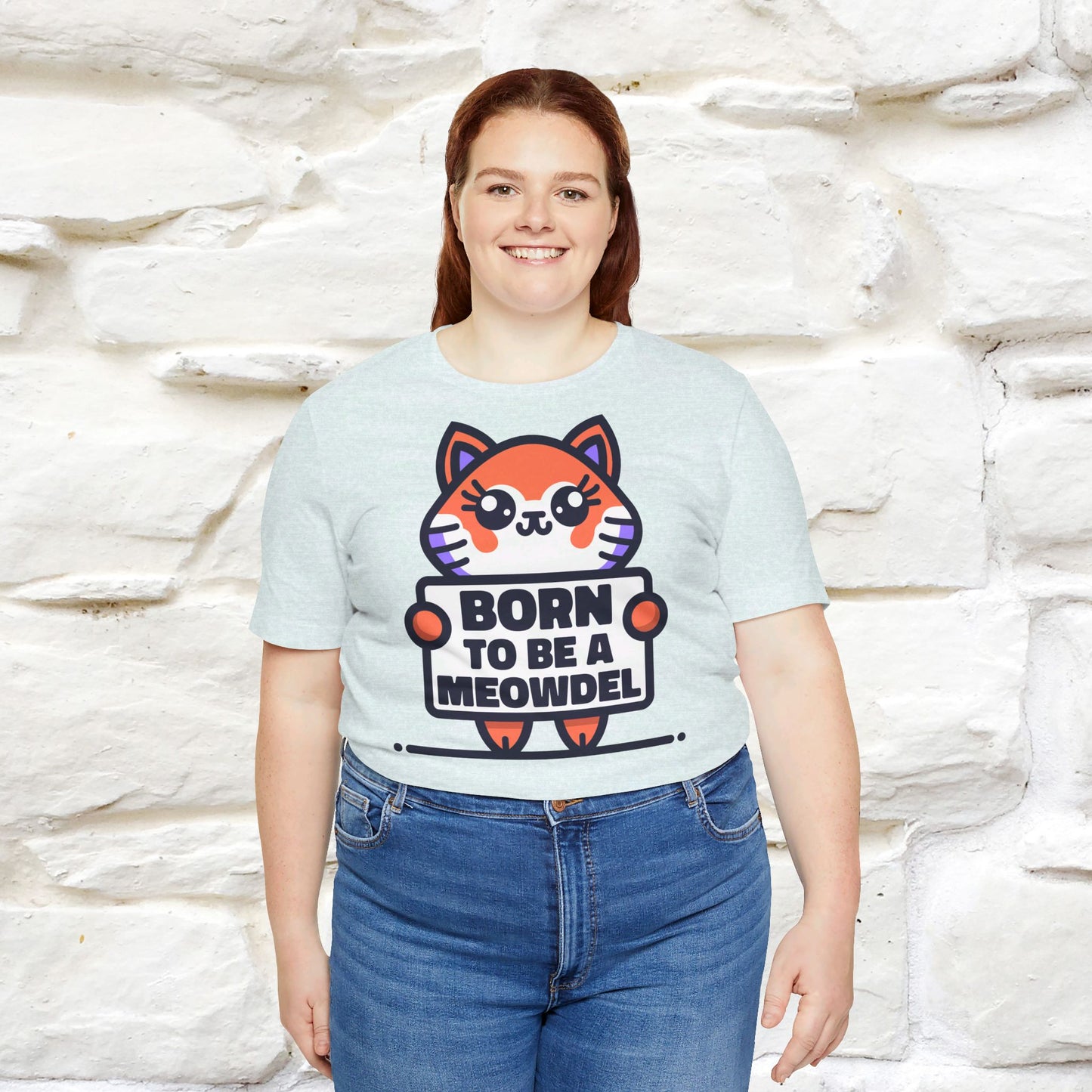 ''Born To Be A Meowdel''  Cat T-shirt for Women 100% Cotton* - Nunu&Miao Studio