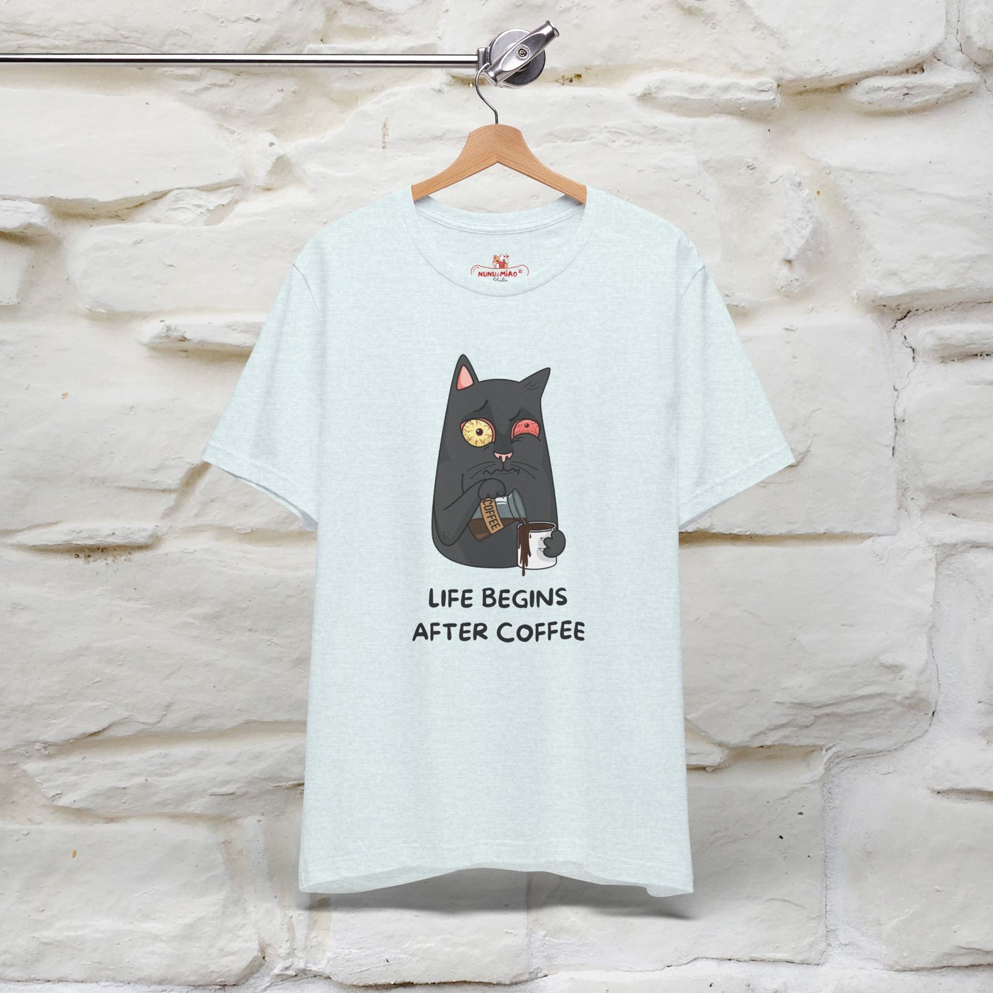 ''Life Begings After Coffe''  Cat T-shirt for Men and Women  100% Cotton*