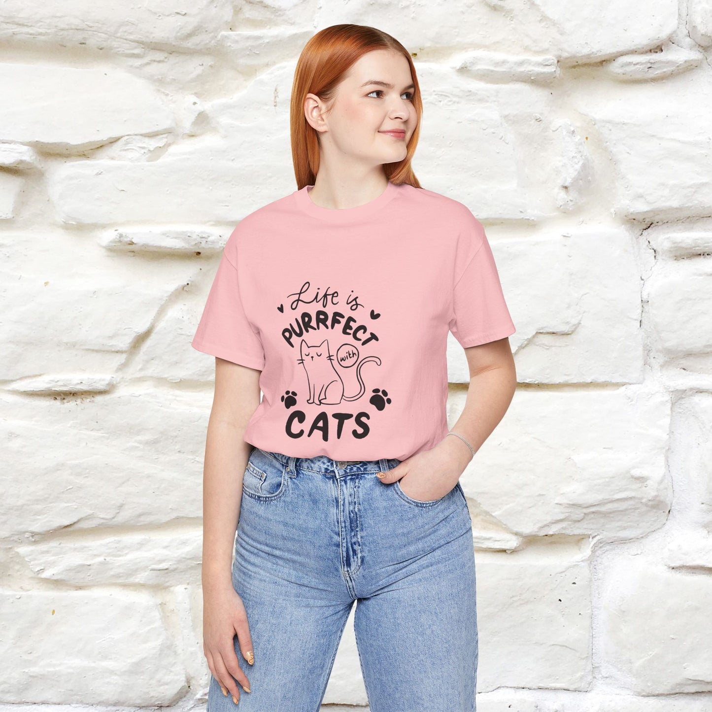 "Life Is Purrfect With Cats" Cat T-Shirt for Men & Women | 100% Cotton* | Funny Tee 🐾