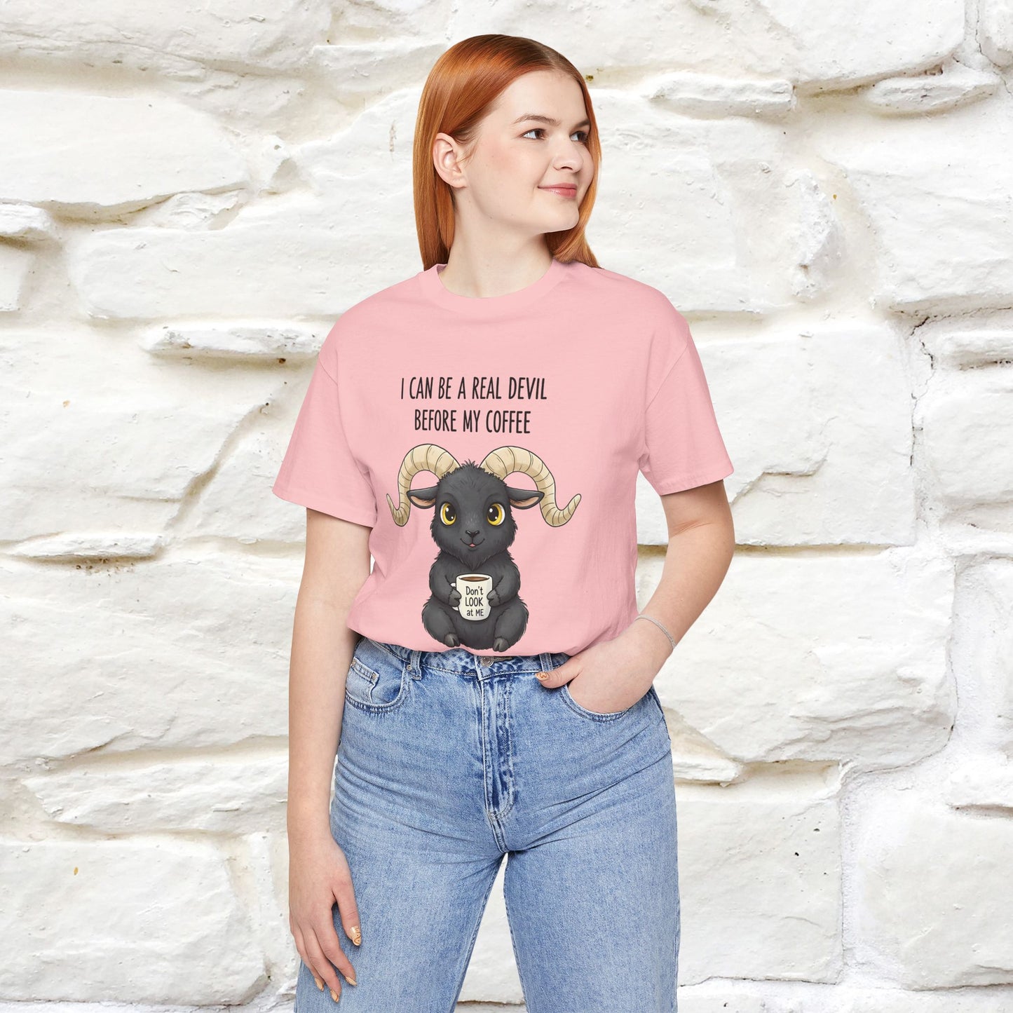 "I Can Be a Real Devil Before My Coffe" Funny T-shirt |Nunu&Miao Studio