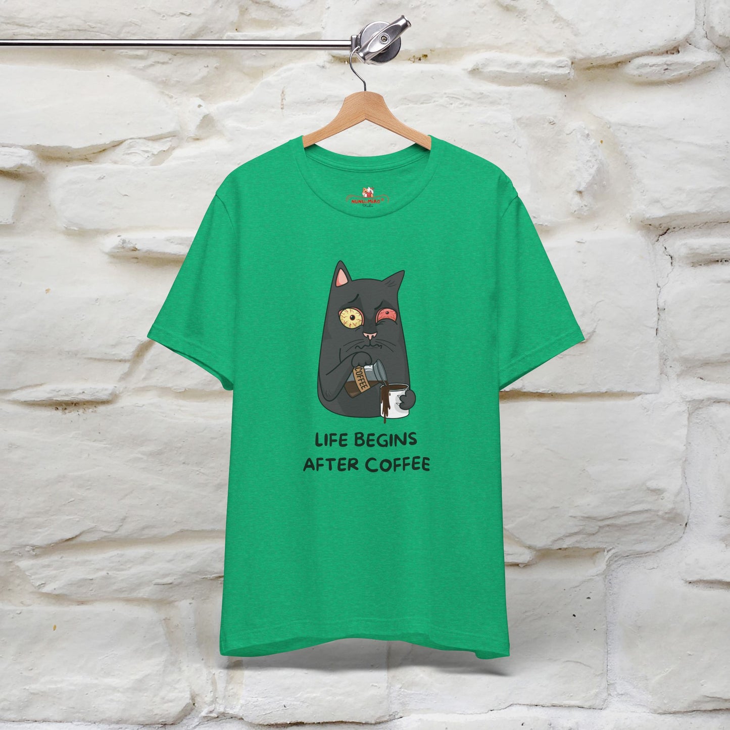 ''Life Begings After Coffe''  Cat T-shirt for Men and Women  100% Cotton*