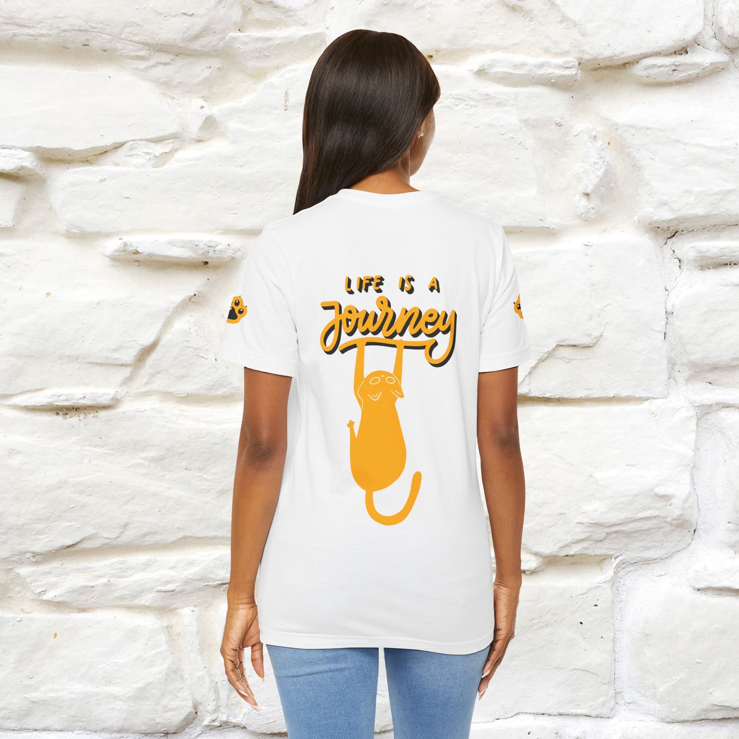 "Life Is A Journey'' Cat T-Shirt | Front & Back Design | Nunu&Miao Studio