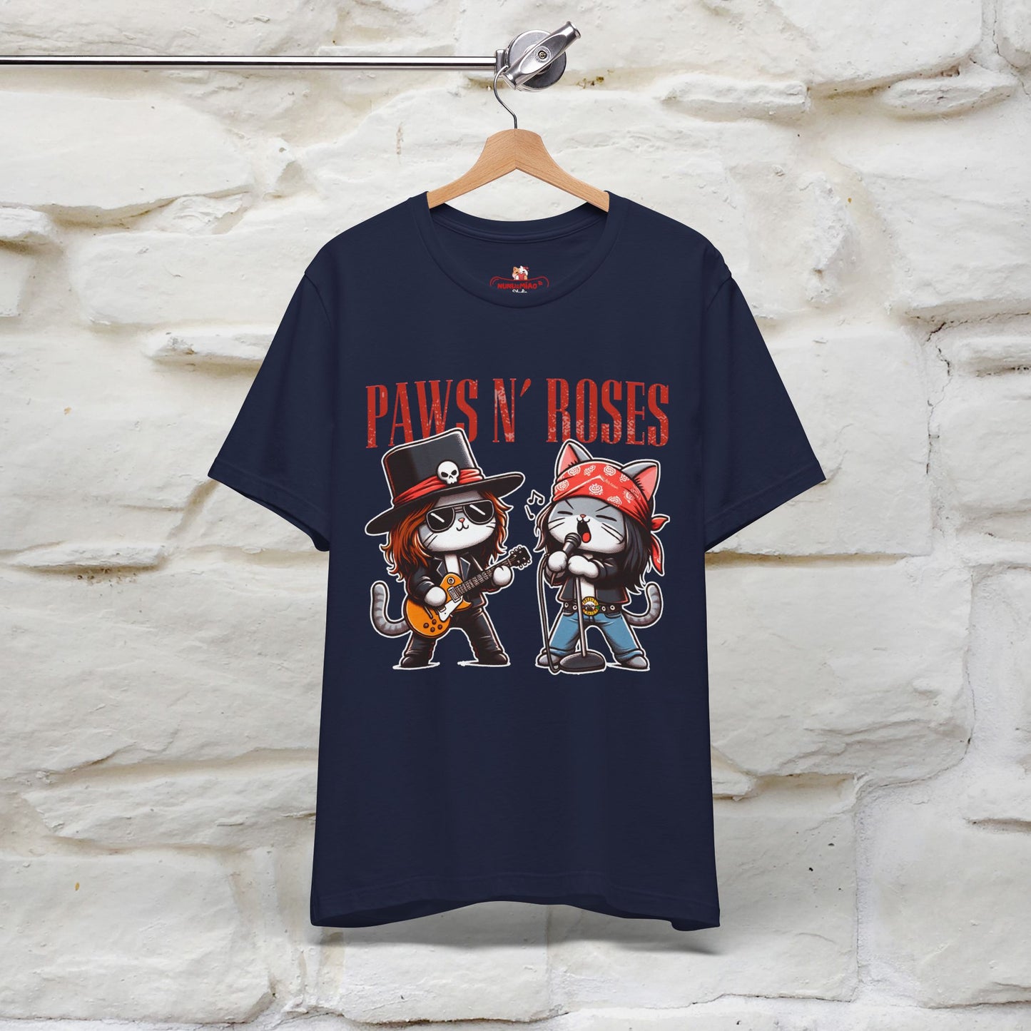 Paws N' Roses T-Shirt | Rock-Inspired Cat Lover Tee for Men & Women | 100% Cotton*