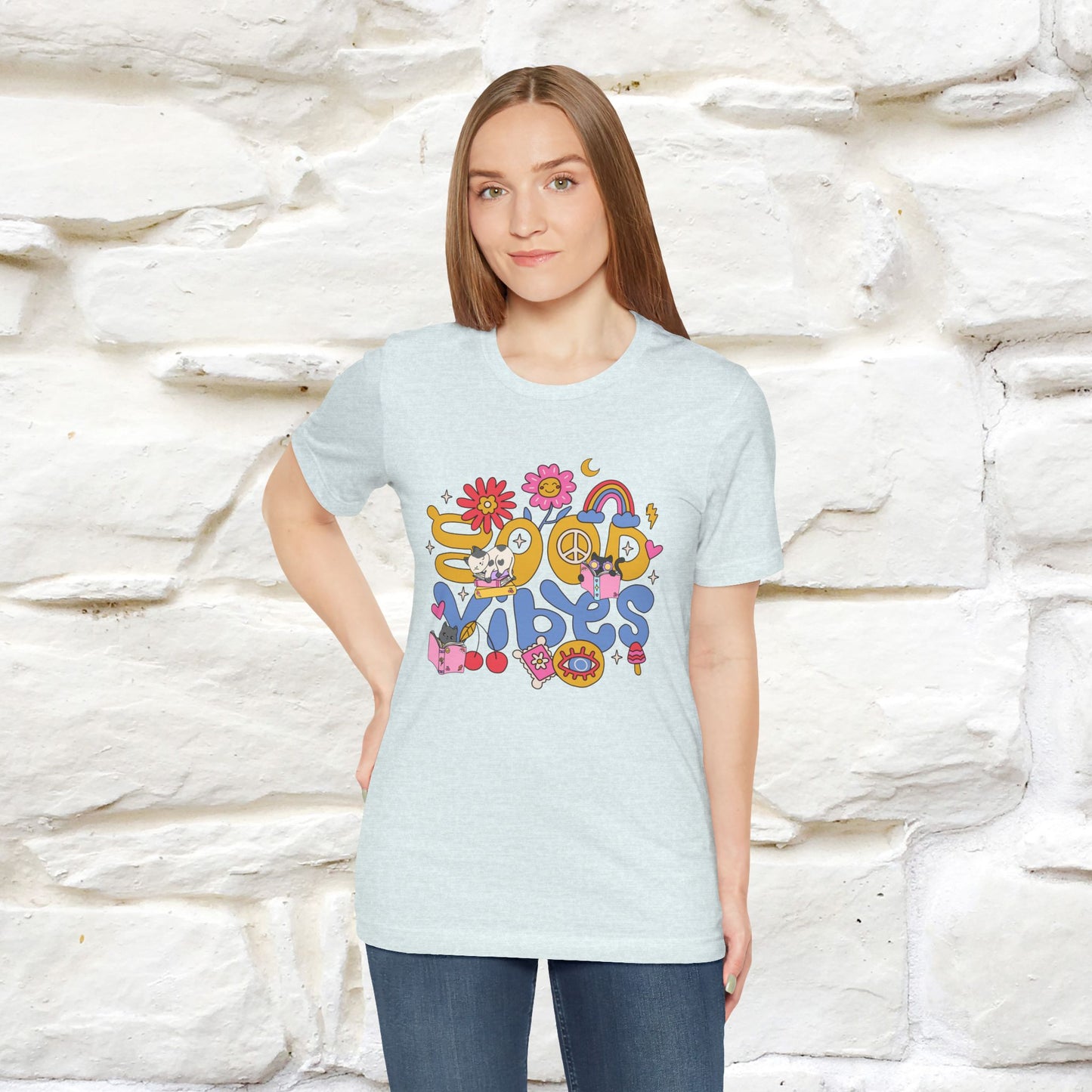 ''Good Vibes'  Cat T-shirt for Women 100% Cotton*