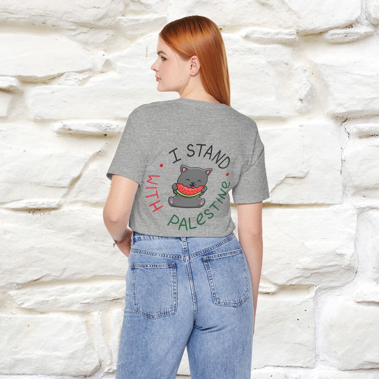 "I Stand With Palestine" Cat T-shirt for Men & Women | Front & Back Design | 100% Cotton*