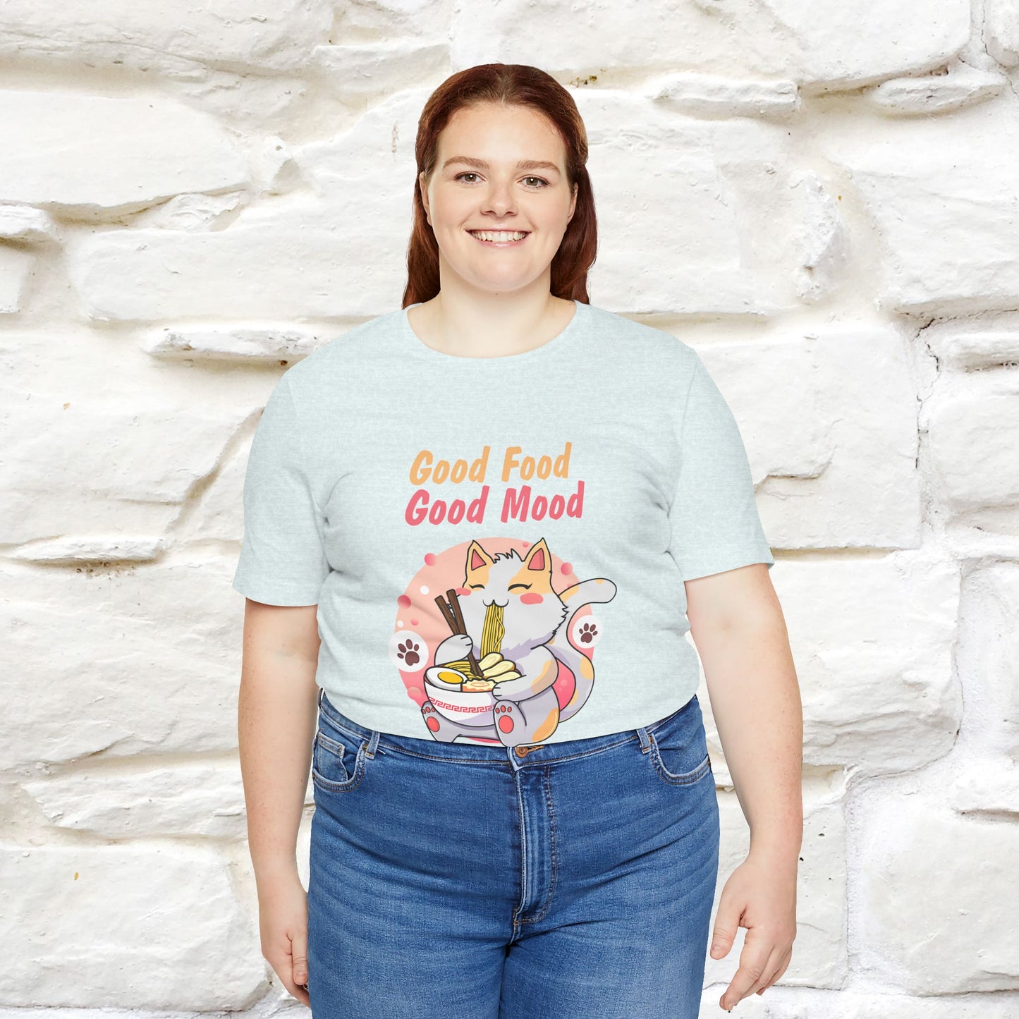 "Good Food Good Mood" Cat T-shirt for Men & Women | 100% Cotton*