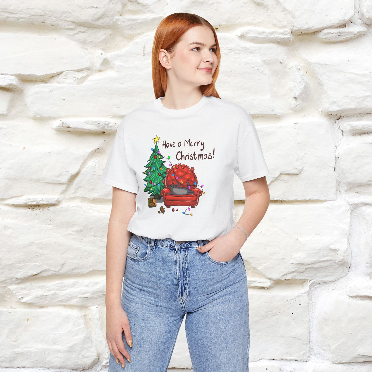 Have a Merry Christmas | Festive Cat Christmas Shirt for Men & Women | 100% Cotton