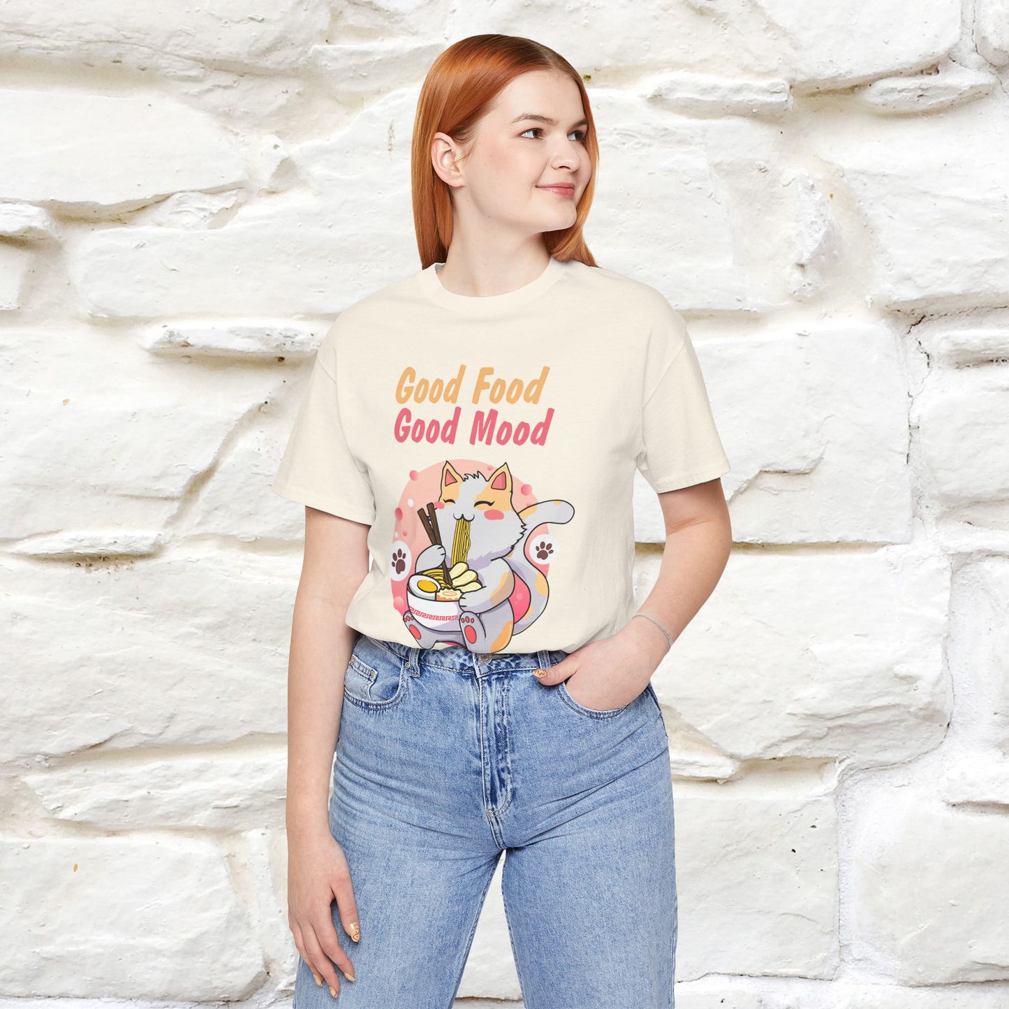 "Good Food Good Mood" Cat T-shirt for Men & Women | 100% Cotton*