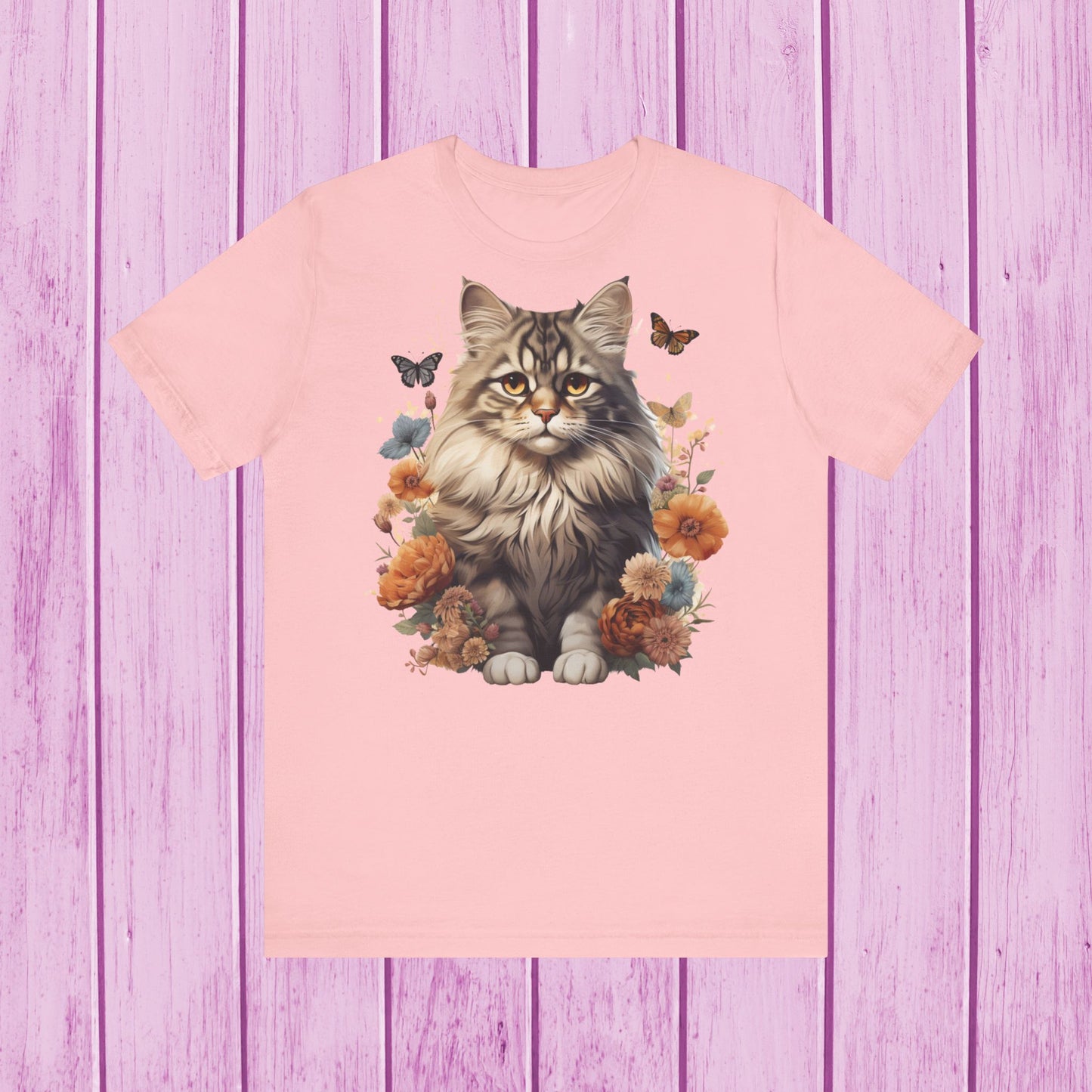 ''Floral Feline Fantasy'' Cat T-shirt for Women 100% Cotton*