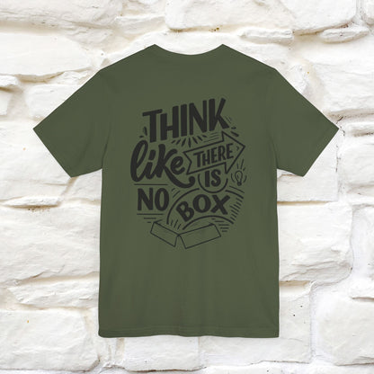 "Think Like There Is No Box" Cat T-Shirt for Men & Women | Front & Back Design | 100% Cotton*