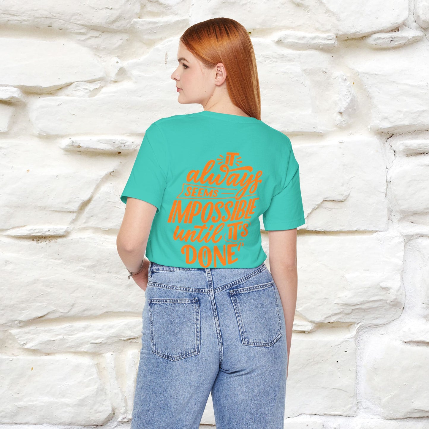 "It Always Seems Impossible Until It’s Done" Cat T-Shirt| Front & Back Design | Nunu&Miao Studio