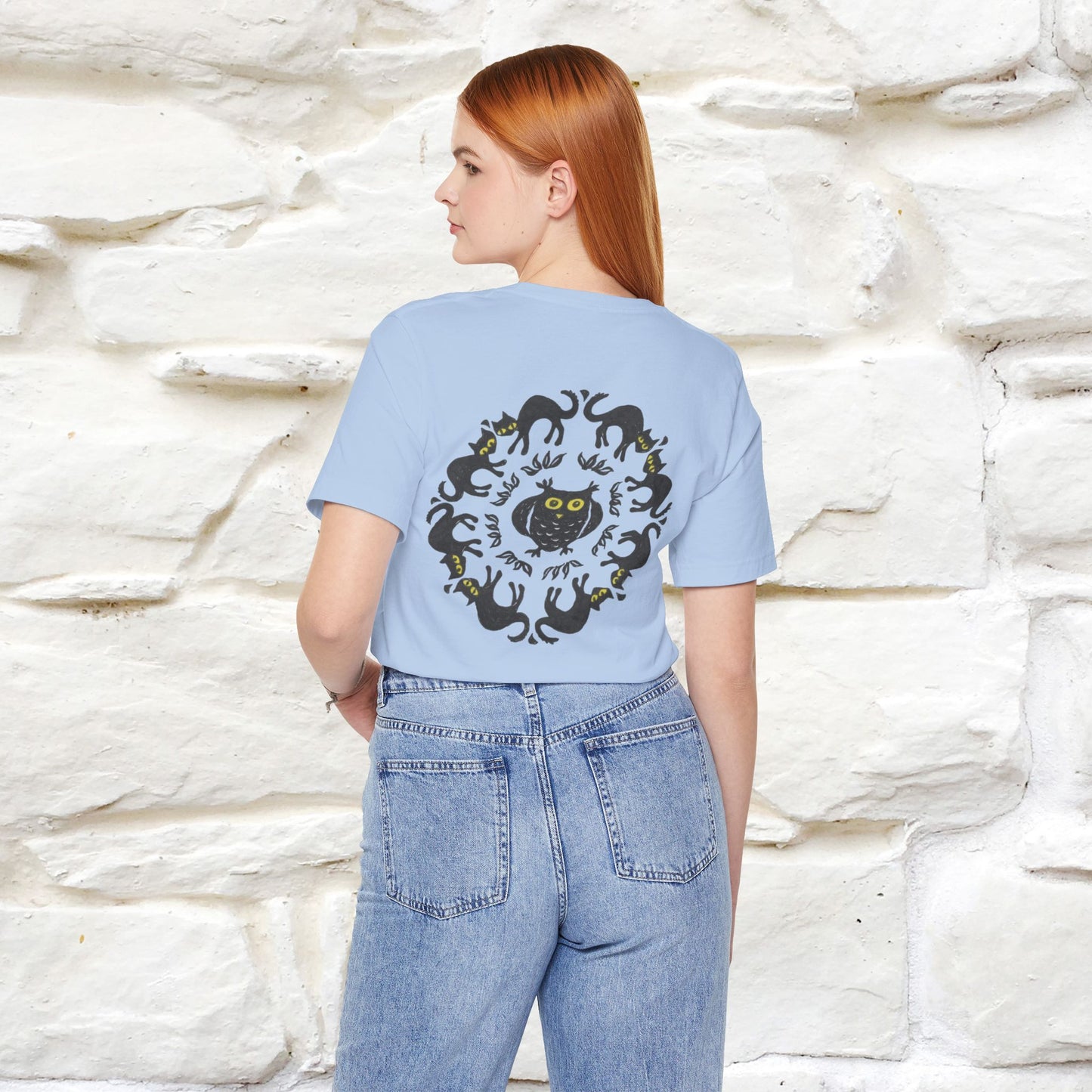 ''Black Cat Circle'' Cat T-Shirt Front and Back Design | Nunu&Miao Studio