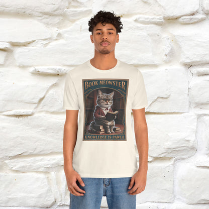 "Book Meowster: Knowledge Is Pawer Cat T-Shirt for Men & Women | 100% Cotton*