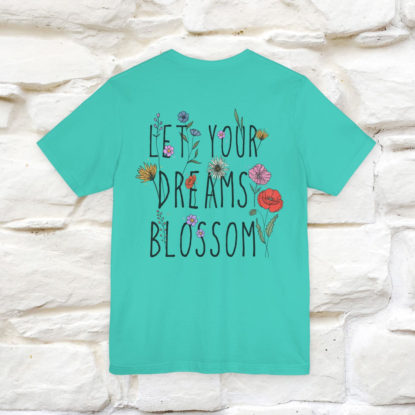 "Let Your Dreams Blossom'' Cat T-Shirt Front and Back Design | Nunu&Miao Studio