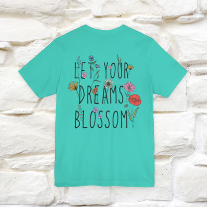 "Let Your Dreams Blossom'' Cat T-Shirt Front and Back Design | Nunu&Miao Studio