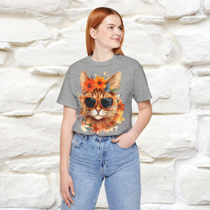 "Cool Cat in Bloom" T-shirt for Women 100% Cotton* - Nunu&Miao Studio