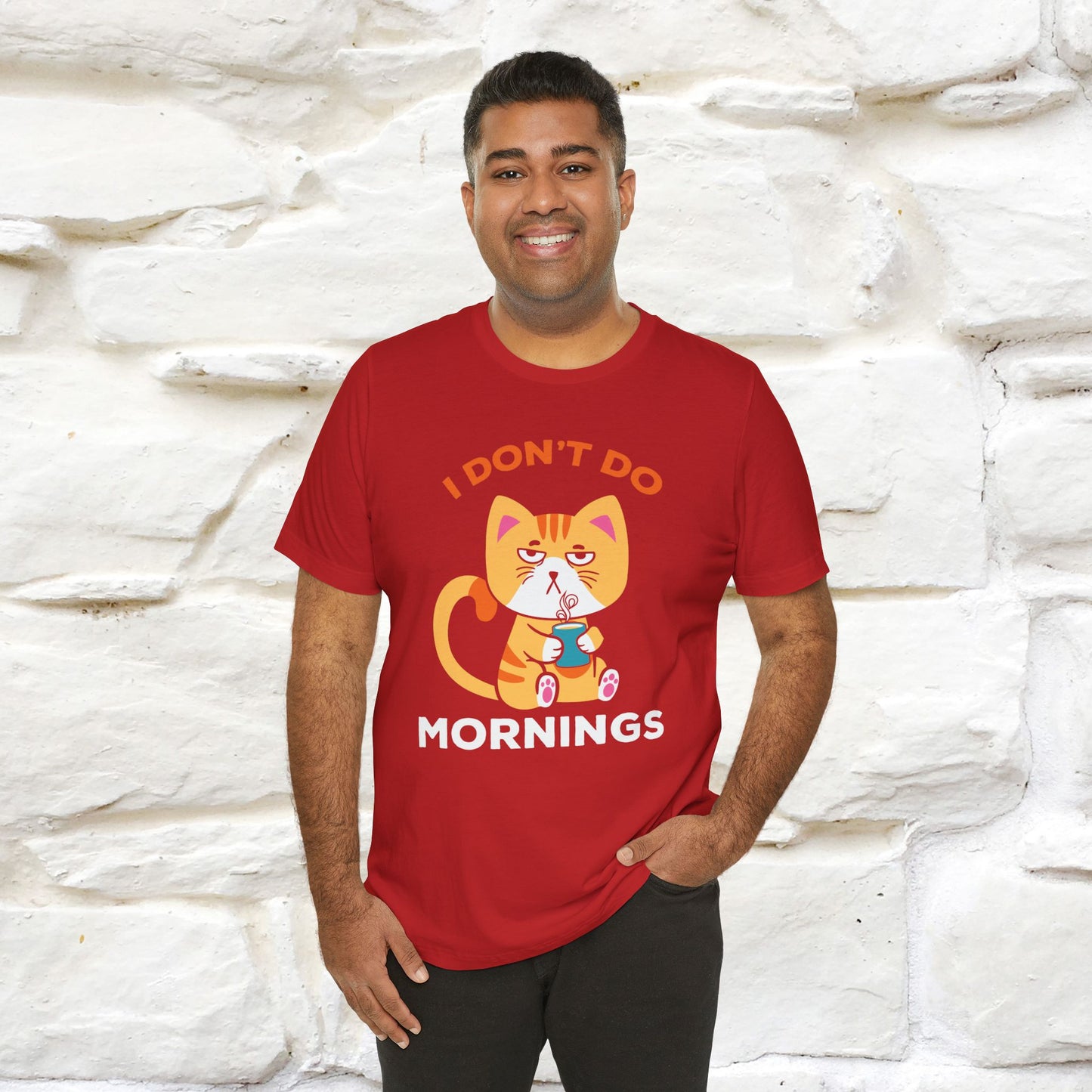 ''I Don't Do Mornings''  Cat T-shirt for Men and Women 100% Cotton*