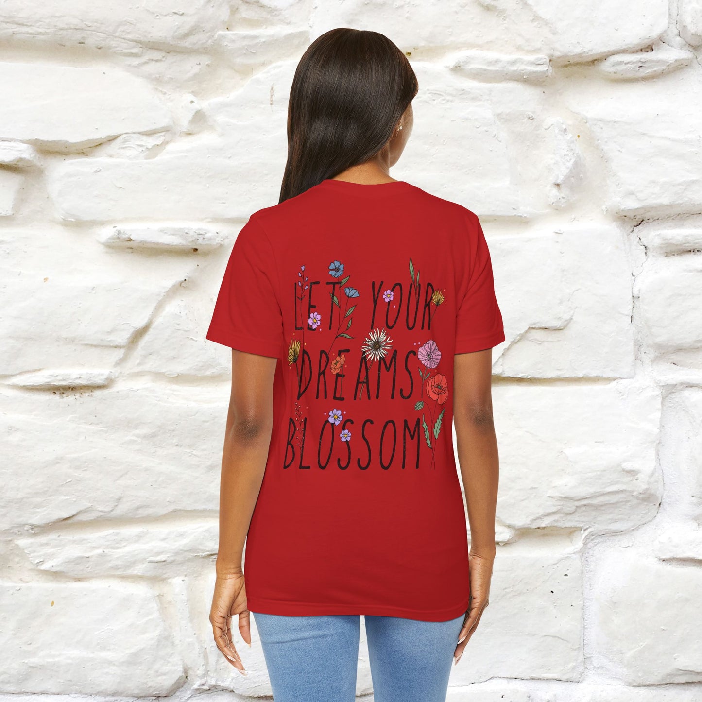 "Let Your Dreams Blossom'' Cat T-Shirt Front and Back Design | Nunu&Miao Studio