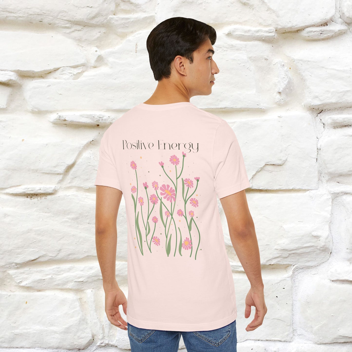 "Positive Energy'' Cat T-Shirt Front and Back Design | Nunu&Miao Studio