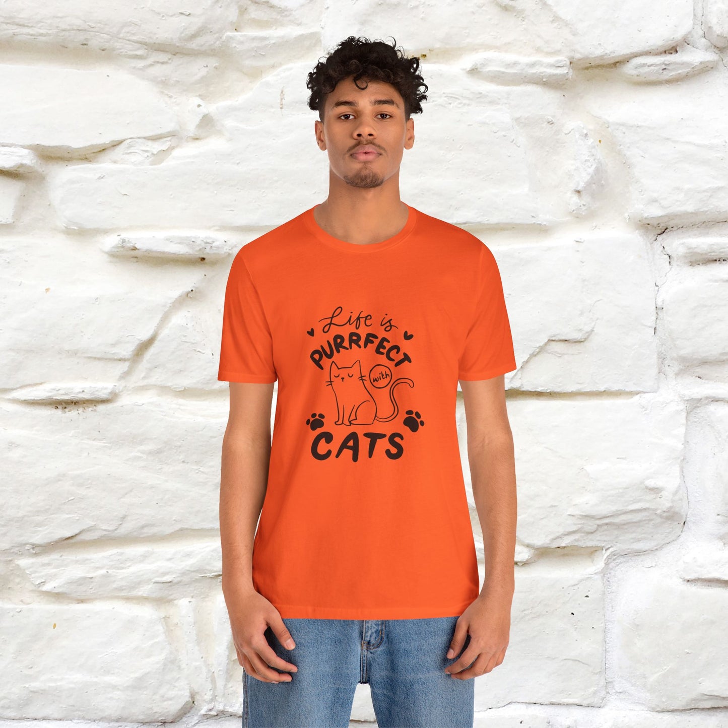 "Life Is Purrfect With Cats" Cat T-Shirt for Men & Women | 100% Cotton* | Funny Tee 🐾