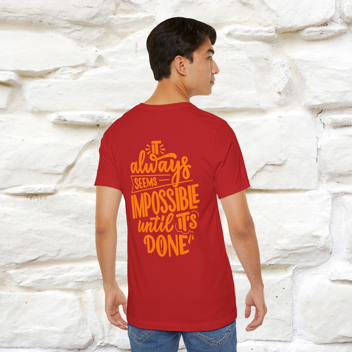 "It Always Seems Impossible Until It’s Done" Cat T-Shirt| Front & Back Design | Nunu&Miao Studio