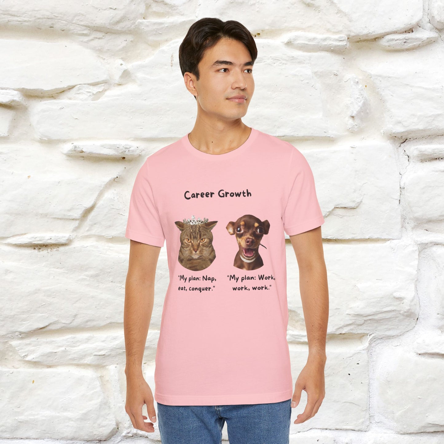 "Career Growth: Cat vs. Dog" Funny T-Shirt for Men & Women | 100% Cotton* 🐾