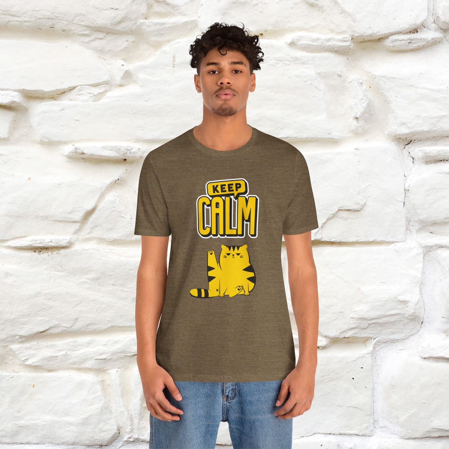 Keep Calm Cat T-Shirt for Men & Women | 100% Cotton* Relaxed Cat Lover Tee