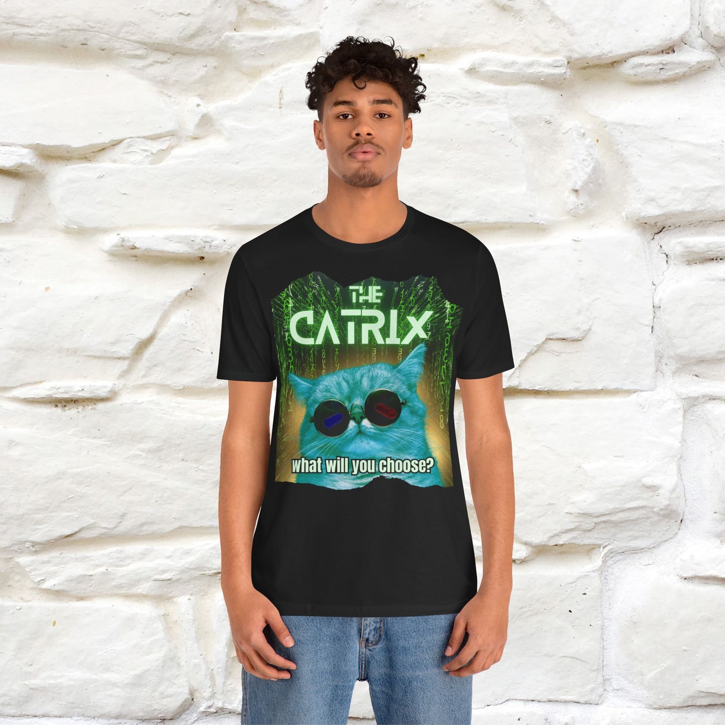 The Catrix: What Will You Choose? Cat T-Shirt for Men & Women | 100% Cotton* Matrix-Inspired Tee