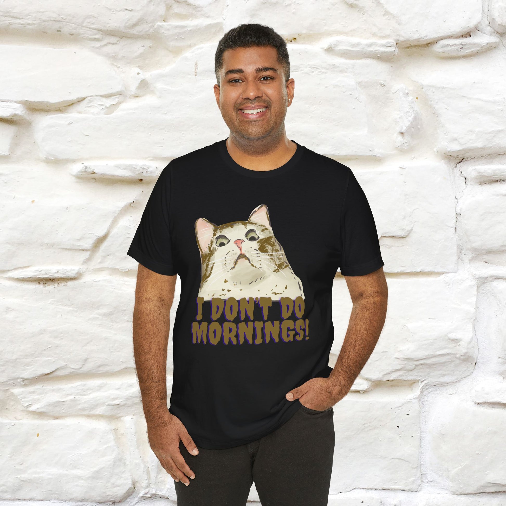 ''I Don't Do Mornings''  Cat T-shirt | Cat T-Shirt | Nunu&Miao Studio - Nunu&Miao Studio