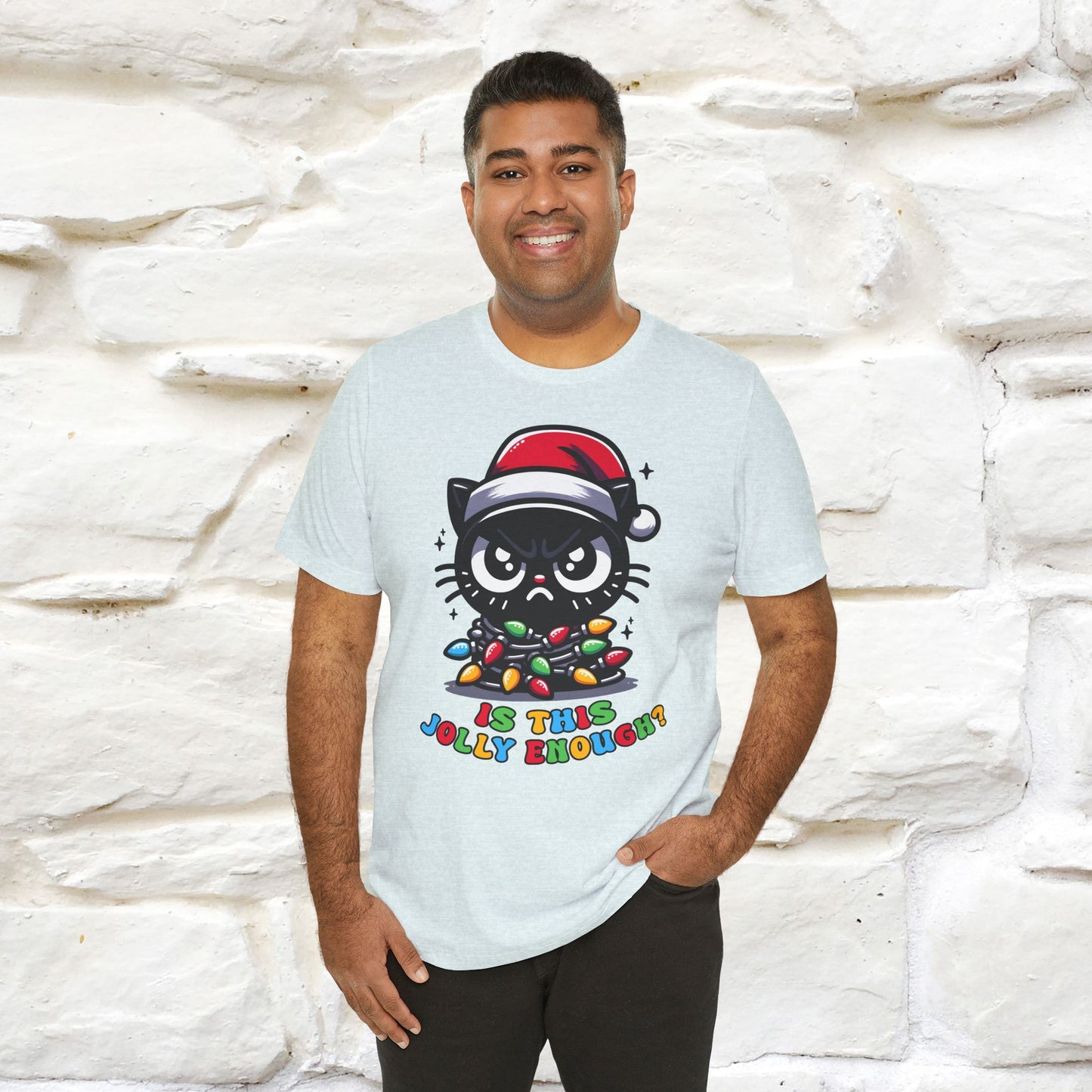 Is This Jolly Enough? | Funny Cat Christmas Shirt for Men & Women | 100% Cotton