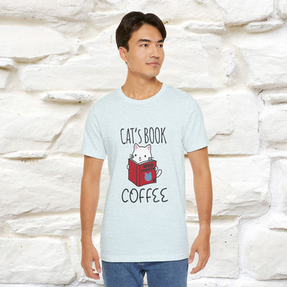 "Cat's Book Coffee" Cat T-Shirt for Men & Women | 100% Cotton* | Cozy Vibes for Book & Cat Lovers