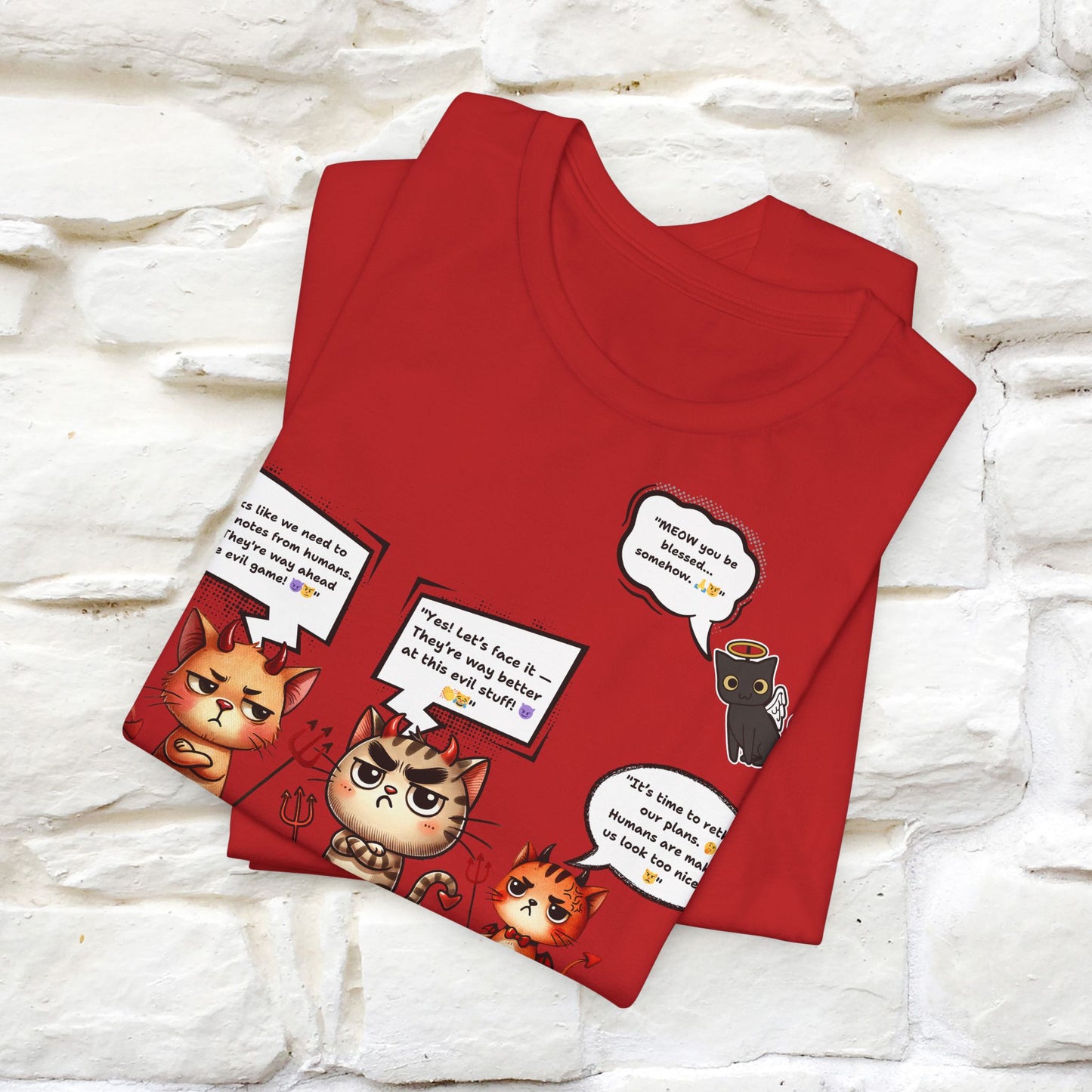 ''Humans Are Way Ahead In The Evil Game! 😈😼'' Unisex Cat T-shirt 100% Cotton*