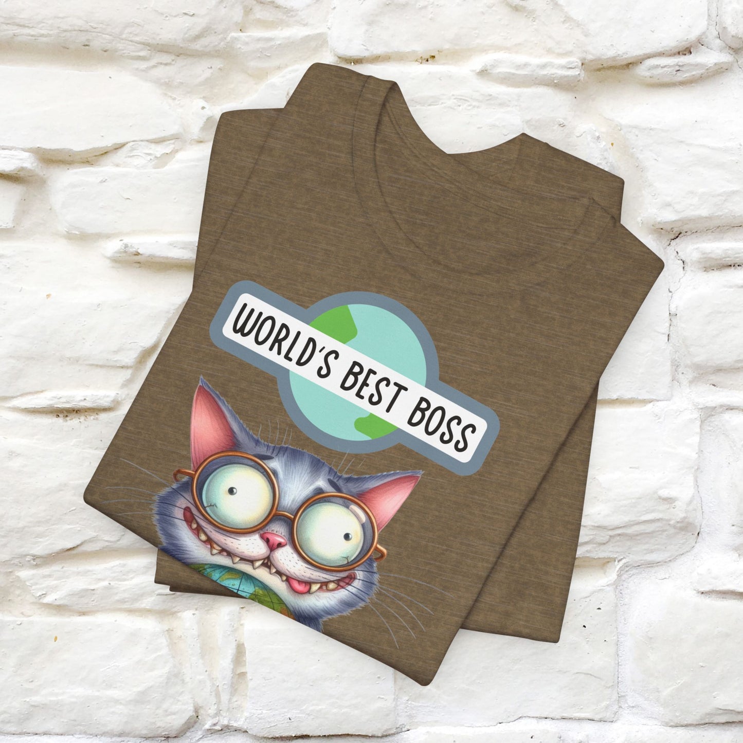 "World's Best Boss" Cat T-shirt for Men & Women | 100% Cotton 🐾 | Funny Cat Lover Tee