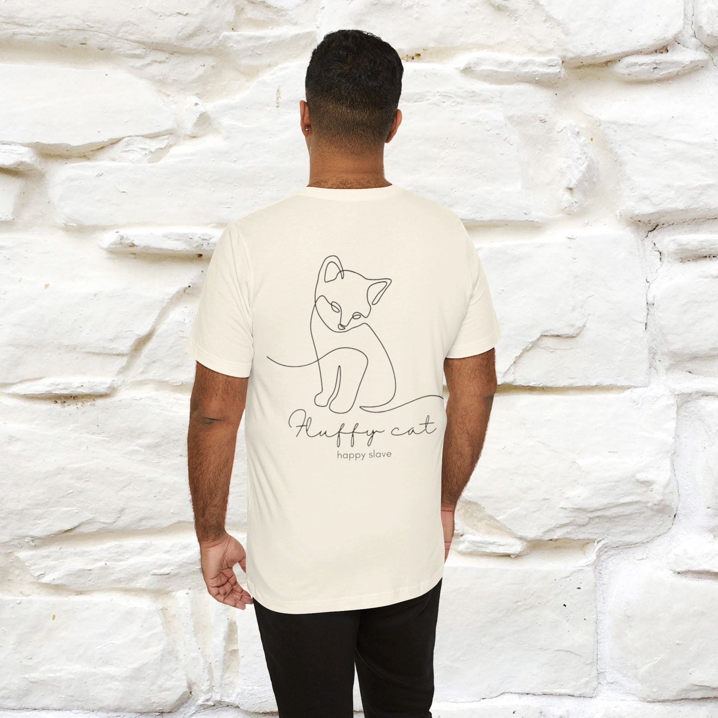 ''Happy Cat Happy Slave'' Cat T-shirt for Men Front and Back Design, 100% Cotton* - Nunu&Miao Studio