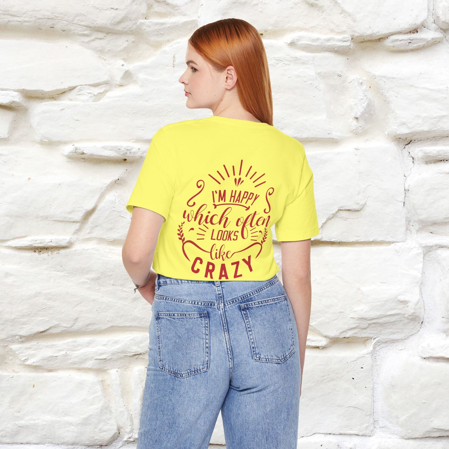 "I’m Happy, Which Often Looks Like Crazy" Cat T-Shirt| Front & Back Design | Nunu&Miao Studio