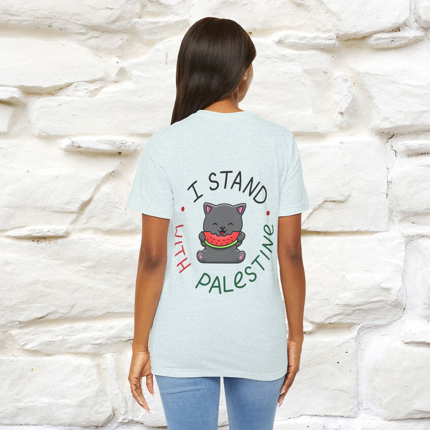 "I Stand With Palestine" Cat T-shirt for Men & Women | Front & Back Design | 100% Cotton*