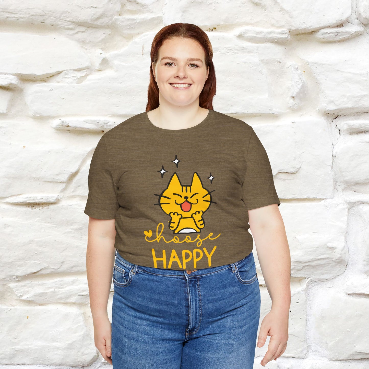 "Choose Happy" Cat T-Shirt for Men & Women | 100% Cotton* | Positive Tee 🐾