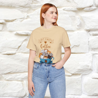 "But First, Coffee Time" Cat T-Shirt for Men & Women | 100% Cotton*