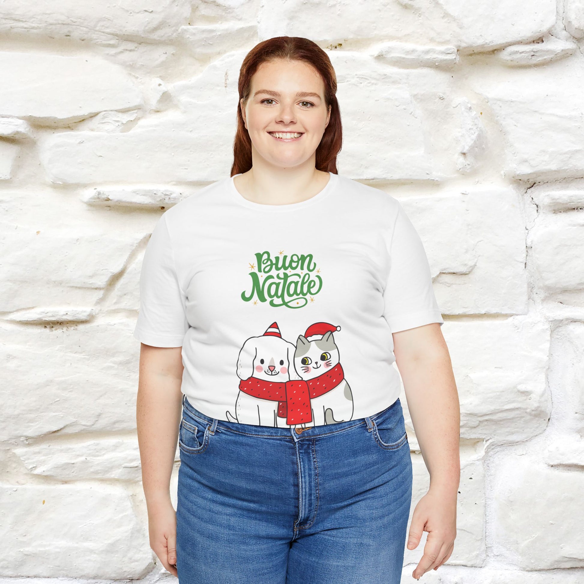 ''Buon Natale Cat and Dog'' Christmas T-shirt  | Nunu&Miao Studio - Nunu&Miao Studio