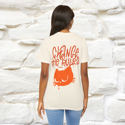 ''Change The Rules''  Cat T-shirt for Men Front And Back Design 100% Cotton*